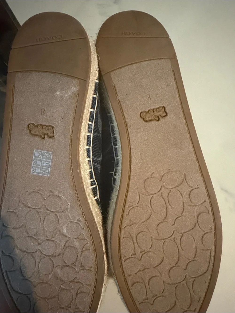 Coach Navy Signature Canvas Tassel Espadrille Moccasins fits Like 7 1/2